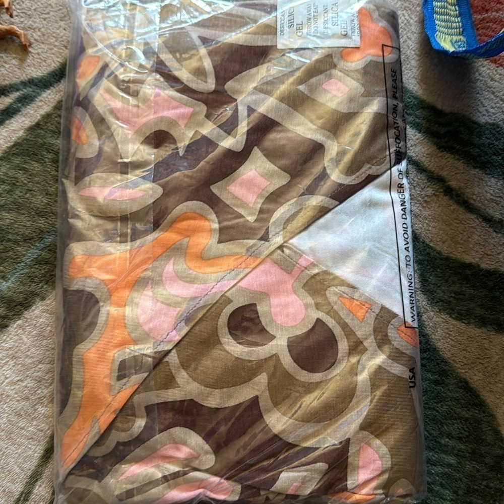 Colleen Lopez Brown Pink Orange V Neck Bodycon Surplice Ruch Waist Midi Dress XS - Picture 2 of 3